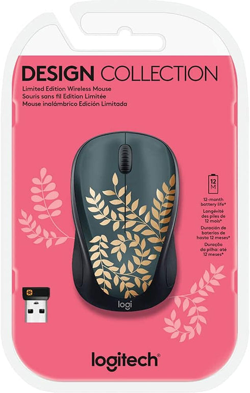Logitech - Design Collection Limited Edition Wireless Compact Mouse with Colorful Designs - Golden Garden...