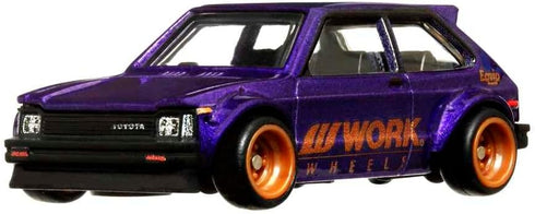 Hot Wheels Car Culture Circuit Legends Vehicles for 3 Kids Years Old & Up, 81 Toyota Starlet Kp61, Premium Collection of Car Culture 1:64 Scale Ve...