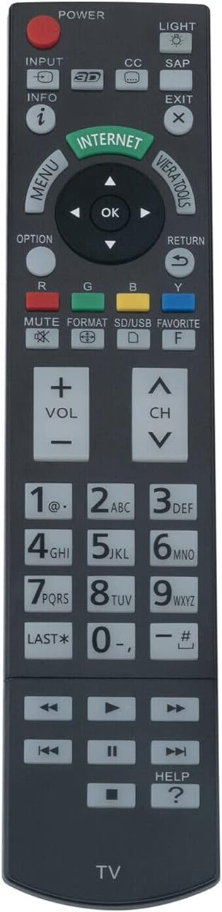 N2QAYB000703 Replace Remote Control fit for Panasonic TV Viera TC-P65GT50 TC-P50GT50 TC-P55GT50 TC-P60GT50 TC-P50ST50 TC-P55ST50 TC-P60ST50 TC-P65...