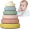 Mini Tudou 6 PCS Baby Stacking & Nesting Toys, Soft Stacking Blocks Ring Stacker, Baby Sensory Teether Toys with Letter, Animal and Shape, Early L...