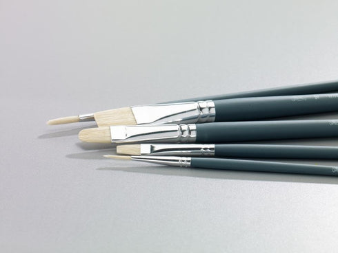 Winsor & Newton Foundation Oil Hog Brush Set, Short Handle, Round Filbert & Flat, 6 Pack...