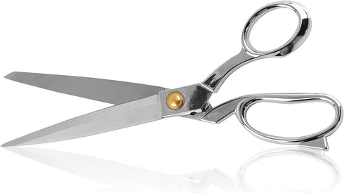 10" Heavy Duty Tailor Scissors Stainless Steel Shears Sewing Dressmaking Multi-Purpose Cloth Cutting Fabric Leather and Raw Materials 10 inch (Sil...
