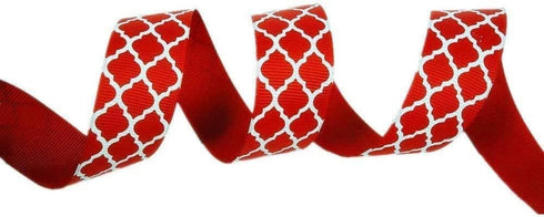 Christmas Ribbon 30 Yards(6 X 5yds) 1 Inch Red Green Grosgrain Ribbon Chevron Swirl Quatrefoil Printed...