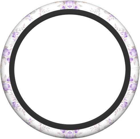 Purple Flowers Cute Steering Wheel Cover for Women Girls Car SUV 15 Inch Universal Fit Auto Accessories Personalized...