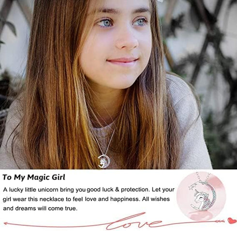 You are Magical Necklace for Girls Crystal Moon Pendant Necklaces Jewelry Gifts for Girls Daughter Granddaughter Niece Birthday...