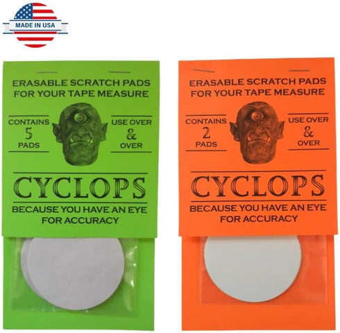 CYCLOPS Erasable Scratch Pads for Tape Measure, Construction, Woodworking Tool - 5 Pads - Write Measurements & Notes - Great Stocking Stuffer, Gif...