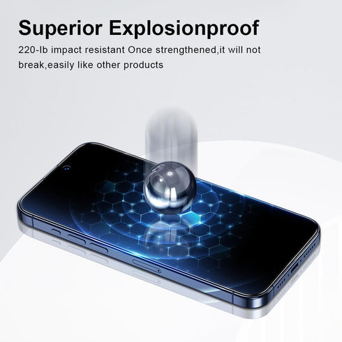 Protective Film Set for iPhone 15 Pro Max - 2 Tempered Glass Protectors with Anti-Spy and Dust-Free Storage Box - Full Screen Coverage (iPhone 15 ...
