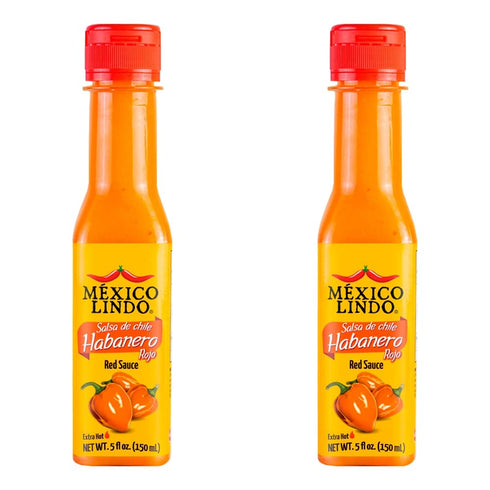 MEXICO LINDO Red Habanero Hot Sauce, Real Red Habanero Chili Pepper, 78,200 Scoville Level, Enjoy with Mexican Food, Seafood & Pasta, 5 Fl Oz Bott...