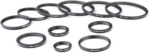 K&F Concept 11 Pieces Step Down Filter Adapter Rings Set, Metal Step Down Filter Adapter Ring Kit 43-37mm 52-43mm 55-52mm 58-55mm 62-58mm 67-62mm ...