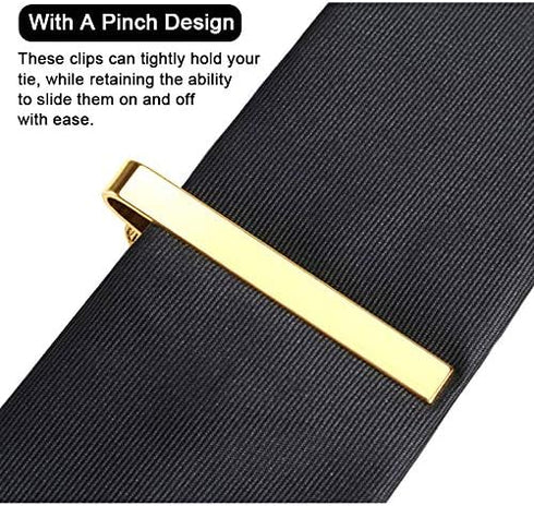 Roctee 7 Pack Tie Clip Set Mens Tie Bar | Formal Business Necktie Bar Pinch Tie Clip in Gold/Silvery/Black/Navy | Best Gifts for Father, Lover, Fr...