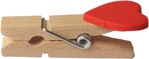 LWR CRAFTS Red Heart Wooden Mini Clothespins 20 Pieces and Jute Cord 8ft...