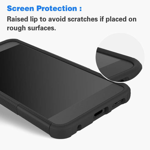 Phone Case for Samsung Galaxy A70 with Tempered Glass Screen Protector Cover and Stand Hard Rugged Hybrid Heavy Duty Protective Cell Accessories G...