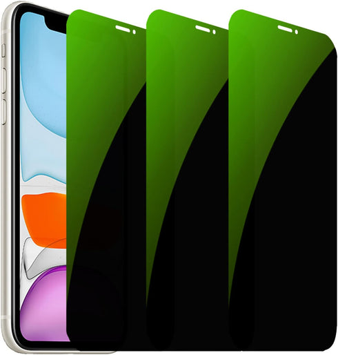 3 Pack Anti-Blue Privacy Tempered Glass Suit for iPhone XR/iPhone 11 Anti-Spy Screen Protector Anti-Peeping Film 9H Hardness Anti-scratch 6.1 inch...