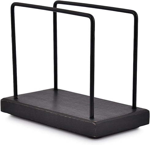 NIRMAN Acacia Wood Base Iron Standing Napkin Napkin Holder for Kitchen & Dining Tables, Indoor & Outdoor Use (Black) (6" x 3" x 5")...