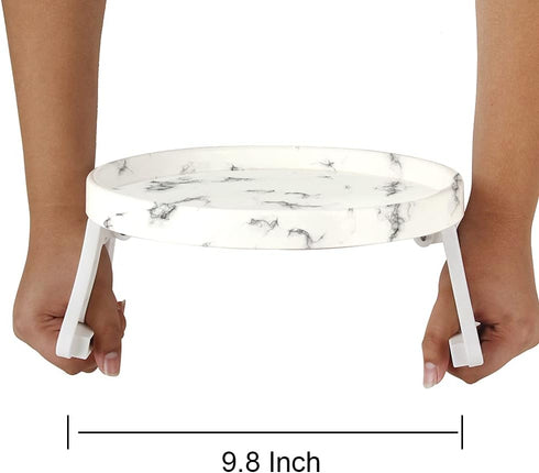 Marble Printed Sofa Arm Clip Table, Armrest Tray Table, Drinks/Remote Control/Snacks Holder (Round)...
