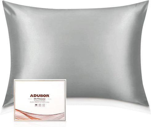 Adubor Silk Pillowcase - Mulberry Silk Pillow Case, 23 Momme 6A Grade Fibers, 900 Thread Count, Silk Pillow Cases for Hair and Skin Health, with H...