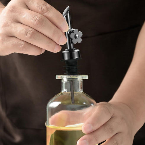2 Pack Stainless Steel Oil Pour Spouts, Premium Replacement Bottle Pourers Oil Spout Liquor Pourers Auto Flip Feature for Liquids, Olive Oil, Wine...