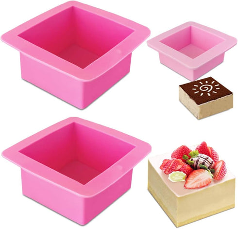 3 Pcs Non-Stick Square Baking Silicone Molds, Quick Release Bread Pan Bakeware Tray for Cheese Cake Tier Cake Handmade Toast Mold Bread Mould Soap...