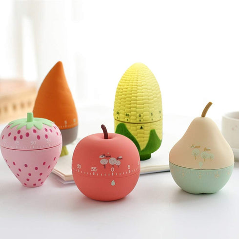Cute Fruit Cookie Kitchen Timer | Novelty Manual Cooking Alarm | Fun Shaped Mechanical Strawberry Windup for Home Desktop Decor...