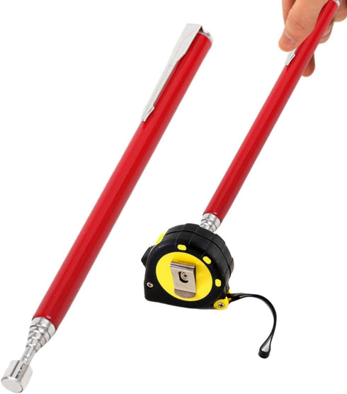 Red Magnet Extension Tool, Telescopic Magnetic Pick up Tool, Flexible Pickup Tool with LED Flashlight, Extendable Magnet Stick Gadget, Industrial ...