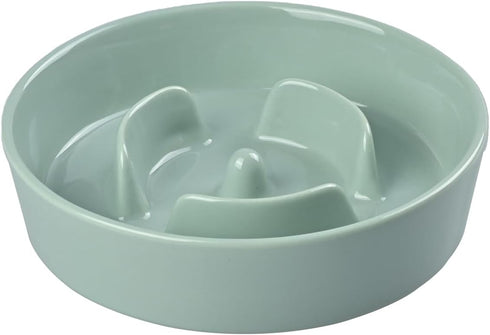 SPUNKYJUNKY Slow Feeder Ceramic Dog Bowls for Small Breed Slow Down Eating Anti-Choking Dishes Slow Feeding for Fun Pet Bowl(10OZ Bowl,Light Green...