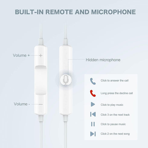 2 Pack USB C Headphones,USB C Wired Earphones with Microphone,Type C Earbuds Compatible with iPhone 15 Pro Max Plus iPad Pro Pixel 8 7 6,Samsung G...