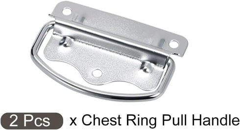 Chest Ring Pull Handle (80mm/3.15") 2Pcs, Iron Spray Paint Folding Pull Handle - for Home Lifting Door Chest Toolbox, Silver...