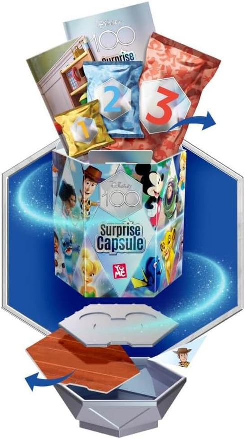 Disney Mystery Figurine for Kids - Bundle with Disney 100 Surprise Mystery Capsule with Figure and Accessories Plus Stickers | Disney 100 Collecti...