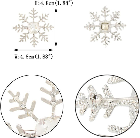 EVER FAITH Austrian Crystal Winter Snowflake Flower Brooch Pin Clear Silver-Tone...