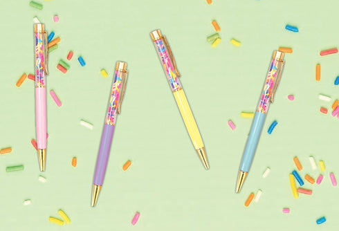 NPW 4 PACK SPRINKLE PENS - Cute Confetti Pen Set; Trendy Stationery Art Supplies, Ballpoint Pens for Journal Writing or Planners; Great Gift for T...