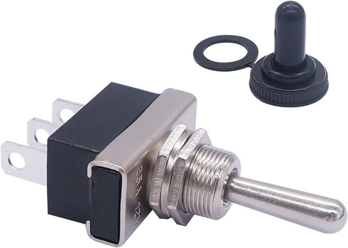 weideer 2Pcs Momentary Toggle Switch 12V 25A SPDT (ON)/Off/(ON) 3 pin 3 Position Waterproof Toggle Switch with Waterproof Cover for Auto Car KN3D-...