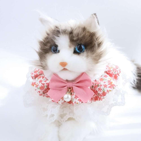 Pet Pink Adjustable Collar Dog Detachable Lace Neckerchief Cat Scarf Accessories Puppy String Bib for Small Medium Pet, Neck 9.84-11.81 Inches(M,p...