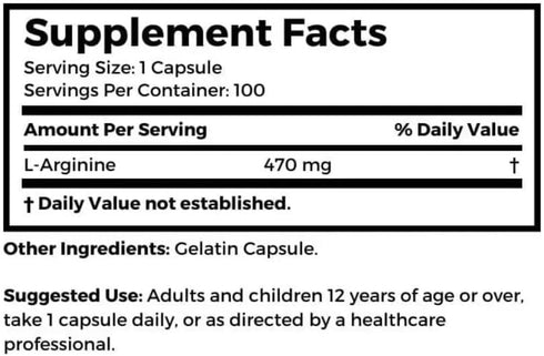 Dr. Clark Arginine, 500mg, 100 Gelatin Gelatin Capsules...