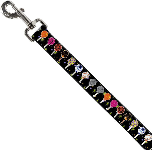 Star Wars Pet Leash, Dog Leash, Star Wars Festive Lollipop Icons Multi Color, 6 Feet Long 0.5 Inch Wide...