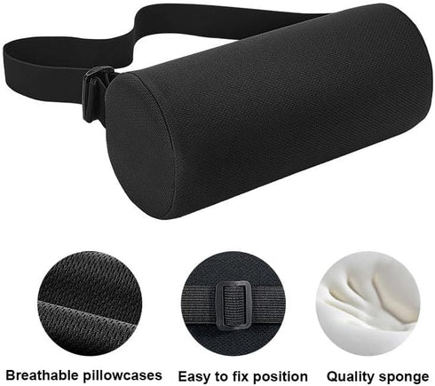 Patty Both Lumbar Support Pillow Lumbar Roll Lower Back Pillow Adjustable Strap and Memory Foam Back Cushion with Washable Cover for Travel Office...
