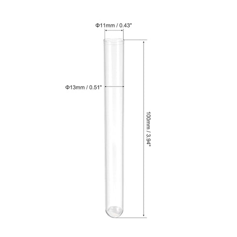 uxcell 10Pcs PS Plastic Test Tubes with Cork Stoppers, Round Base, 13x100mm, Storage Container for Scientific Experiments Sample Display Decoratio...