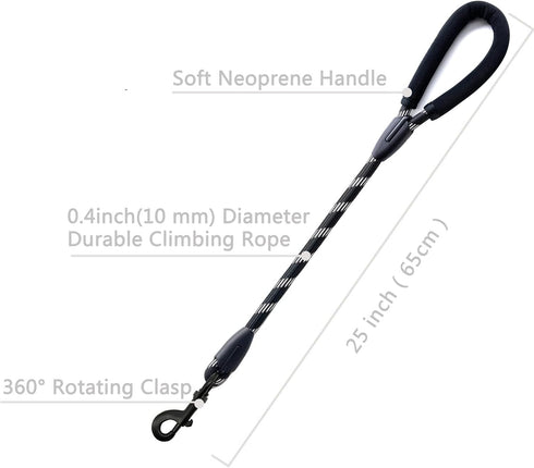 Dog Leash Short Training Dog leashes for Medium Large Dogs with Comfortable Padded Handle Up to 80lbs Black...