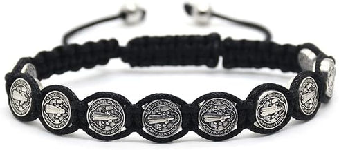 Fuqimanman2020 6pcs Saint Benedict Medal on Adjustable Cord Wrist Bracelet Set Cross Mary Virgin Saint Jude for Women Men Evil Protection Prayer R...