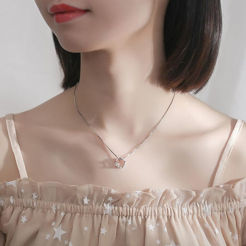 Simulated Diamond Princess Crown Necklace for Women, 925 Sterling Silver CZ Stone Crown Necklace...