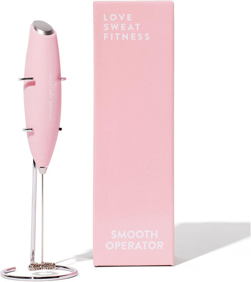 Smooth Operator Pink Handheld Electric Whisk, Milk Frother, Foam Maker for Protein, Coffee & More - Stainless Steel Stand Included...