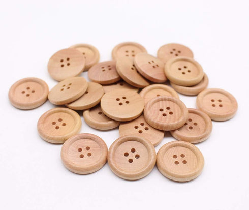 30pcs 25mm (1 inch) Wood Buttons Large Natural Wooden Buttons for Sewing Sweater Crafts Bulk...
