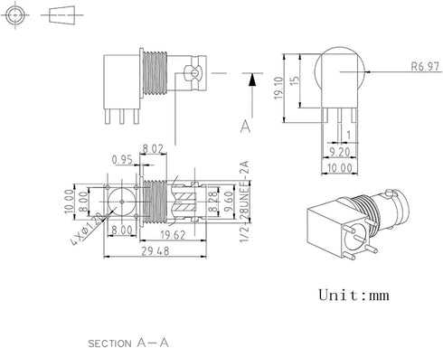 Superbat BNC Connector BNC Female Bulkhead Solder PCB Mount Right Angle Connector for CCTV Systems Monitoring Transceiver etc. 5pcs...