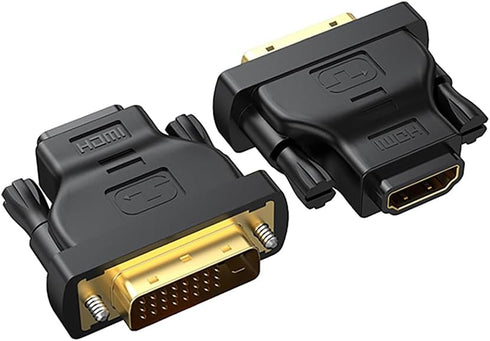 DVI to HDMI Adapter 2-Pack, Bidirectional Female HDMI to DVI-D(24+1) Male Adapter with Gold-Plated for Computer, Monitor, Projector, TV, PS3/4/5 N...
