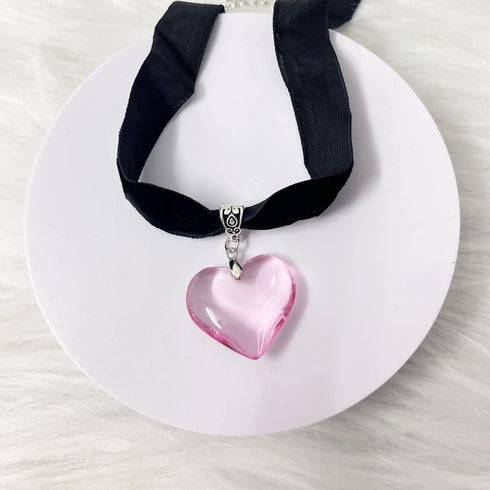 Y2k Heart Necklace Gothic Love Heart Y2k Aesthetic Pendant Necklace Black Velvet Choker Necklace For Women Girls Fashion Christmas New Year Valent...