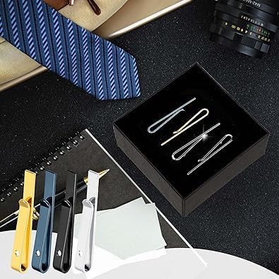 2 Pcs Tie Clips, Tie Clips for Men,Classic Black/Silver Tie Bar Set with Gift Box, Tie Pin Set for Business Wedding Anniversary and Daily Life...