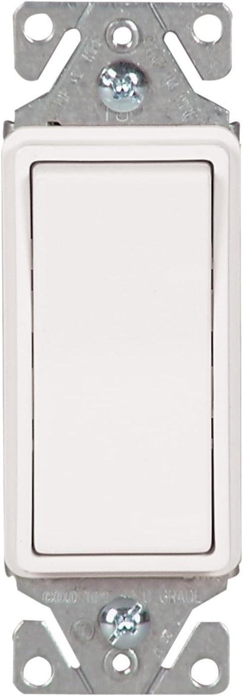 Eaton 7511W 15 Amp 120/277V Heavy-Duty Grade Single-Pole Decorator Lighted Switch with Back & Push Wire, White...