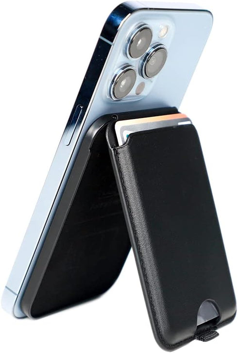 Magnetic Leather Phone Wallet Holder for iPhone,Compatible with iPhone MagSafe Wallet Stand for iPhone 14/13/12 Series with Magsafe or Phones with...