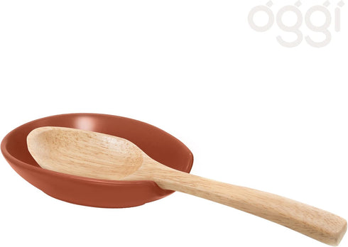 OGGI Spooner Ceramic Spoon Rest- Spoon Rest for Stove Top, Spoon Holder for Countertop, Kitchen Decor for Counter, Coffee Bar Accessories, Brick R...