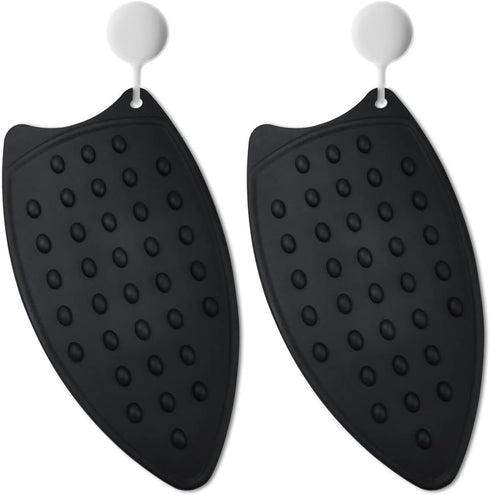 yuntop 2 Pcs Silicone Iron Rest Pads Multipurpose Iron Hot Resistant Mat Protective Pads for Ironing Board, Flat Irons, Curling Irons (Black)...