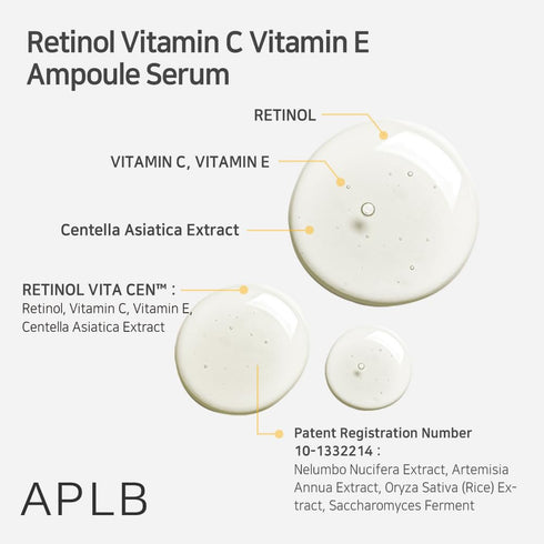 APLB Retinol Vitamin C Vitamin E Ampoule Serum | RETINOL VITA CEN™ 28.1% 1.35 FL.OZ/Korean Skincare, Long lasting moisturizing, Revitalize for gen...